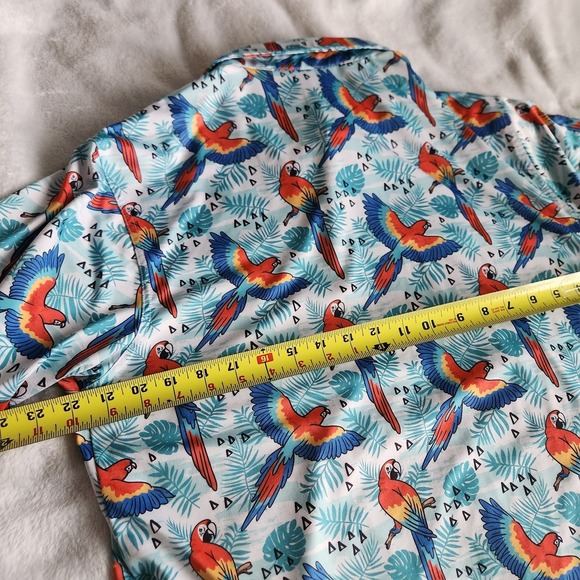 Waggle Golf Polo Shirt Tropical Parrot Macaws & Palm Tree Men's Large Looks NEW - Picture 6 of 7